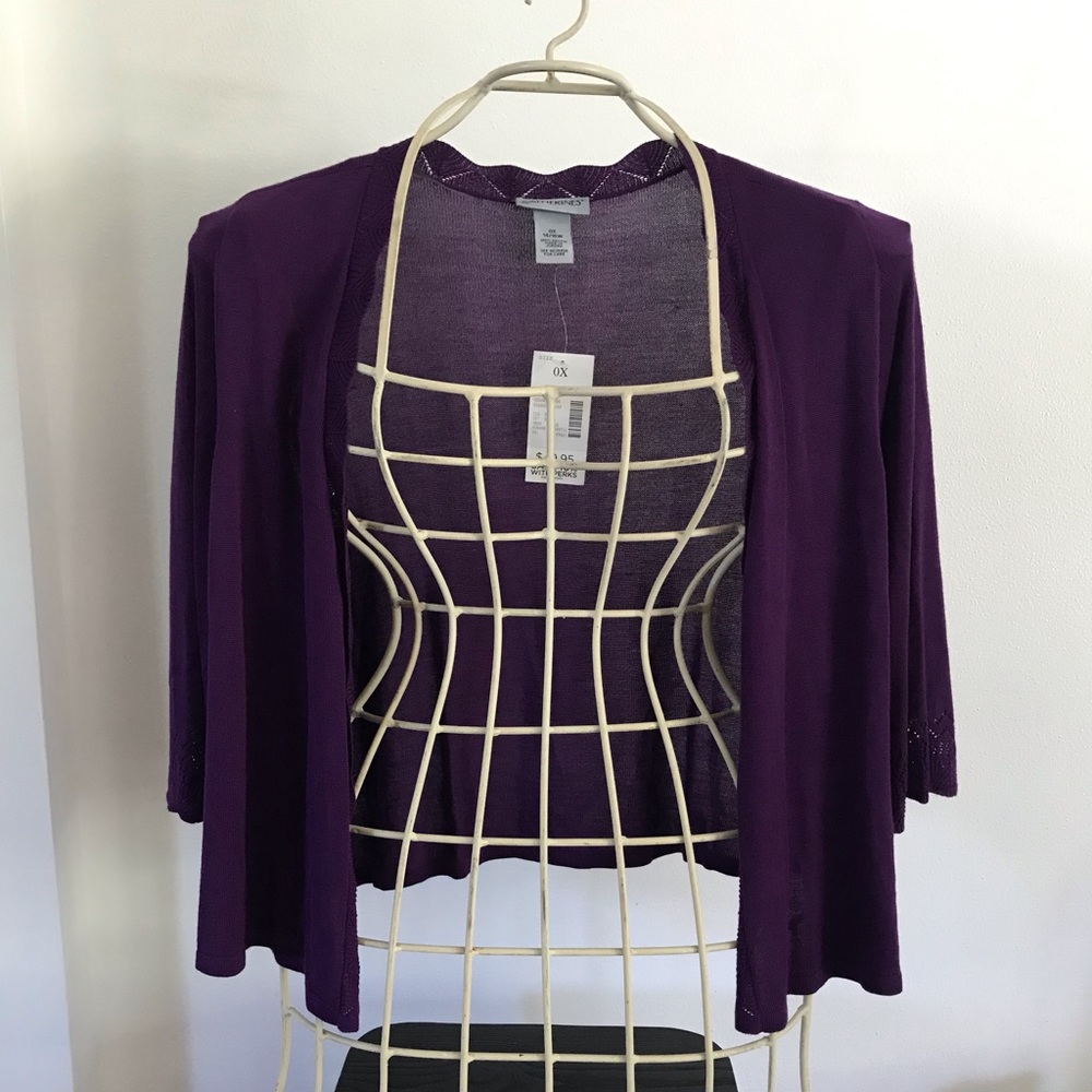 New Catherine purple shrug/cardigan size 14/16w.